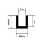 RC-I0258 - EPDM Square U Channel - 8mm x 9mm