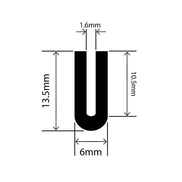 RC-I0277 - Neoprene U Channel - 6mm x 13.5mm