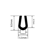 RC-I0430 - EPDM U Channel - 5.5mm x 8.5mm