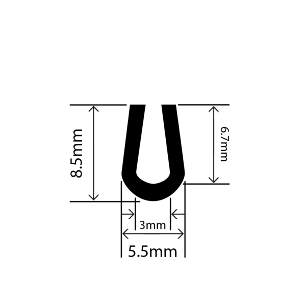 RC-I0430 - EPDM U Channel - 5.5mm x 8.5mm