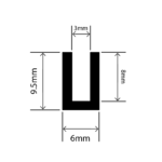 RC-I0496 - EPDM Square U Channel - 6mm x 9.5mm