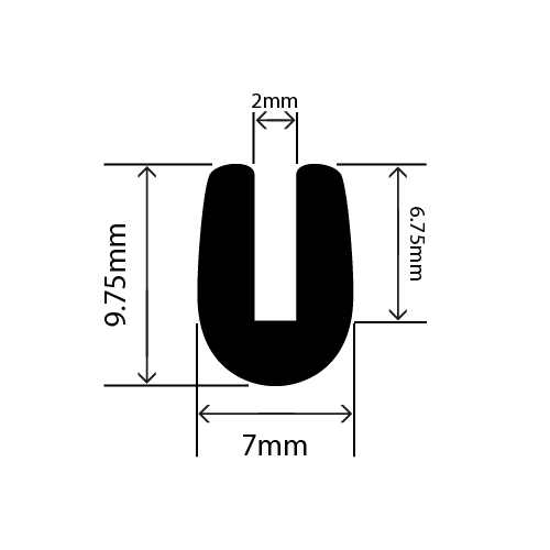 RC-I0694 - EPDM U Channel - 7mm x 9.7mm