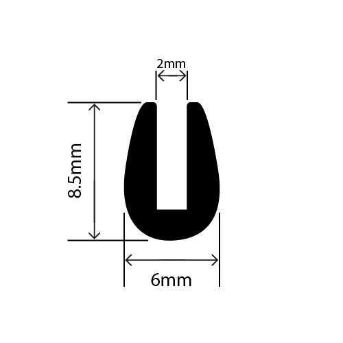 RC-I0871 - EPDM U Channel - 6mm x 8.5mm