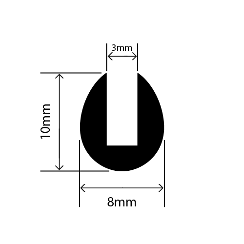 RC-I0873 - EPDM U Channel - 8mm x 10mm