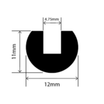 RC-I0911 - EPDM U Channel - 12mm x 11mm
