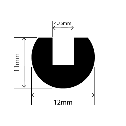 RC-I0911 - EPDM U Channel - 12mm x 11mm