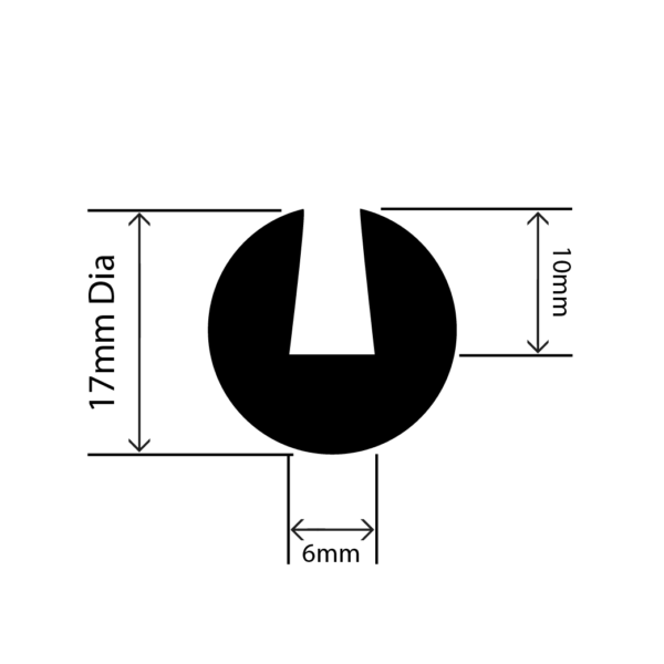 RC-I1102 - EPDM U Channel - 17mm x 17mm