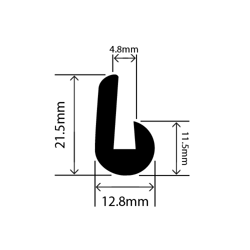 RC-I1120 - EPDM U Channel - 12.8mm x 21.5mm