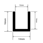 RC-I1213 - EPDM Square U Channel - 14mm x 16mm