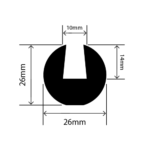 RC-I1345 - EPDM U Channel - 26mm x 26mm