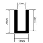 RC-I1513 - EPDM Square U Channel - 18mm x 30mm