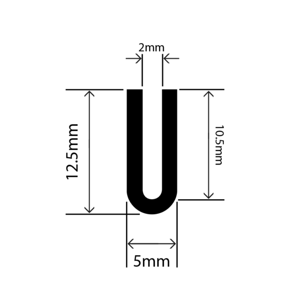 RC-I1727 - EPDM U Channel - 5mm x 12.5mm