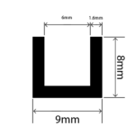 RC-I2016 - EPDM Square U Channel - 9mm x 8mm