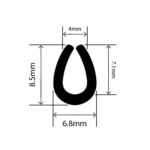 RC-I2017 - EPDM U Channel - 6.8mm x 8.5mm