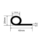 RCSP40X3S-01 - High Temperature Silicone P Extrusion - 40mm x 20mm