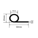 RCSP50X3S-01 - High Temperature Silicone P Extrusion - 50mm x 25mm