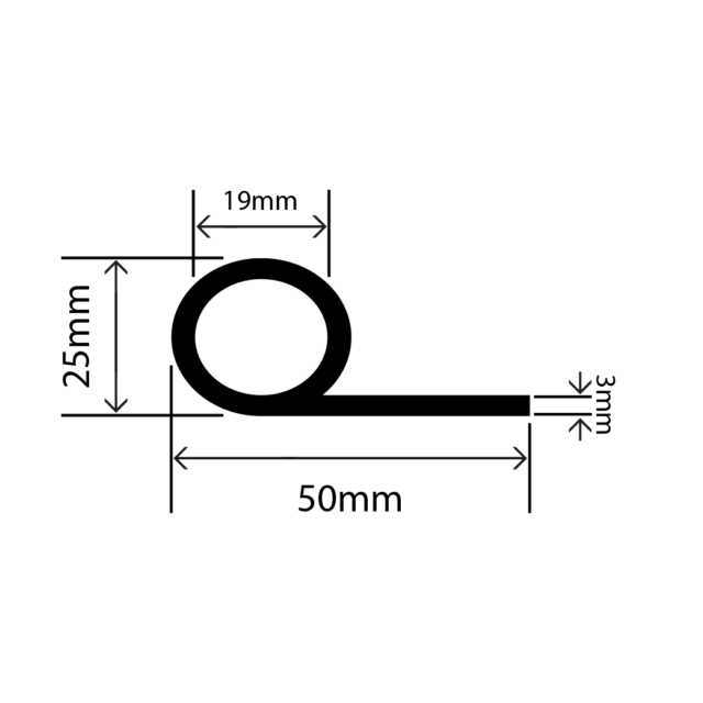 RCSP50X3S-01 - High Temperature Silicone P Extrusion - 50mm x 25mm