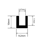 epdm square u channel - 9.2mm x 10mm