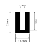 epdm square u channel - 14.7mm x 22mm