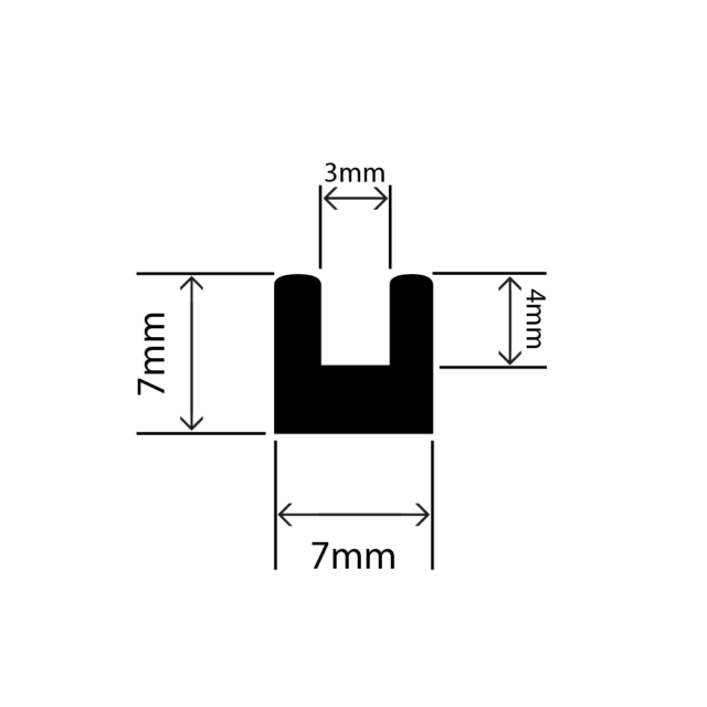 epdm square u channel - 7mm x 7mm