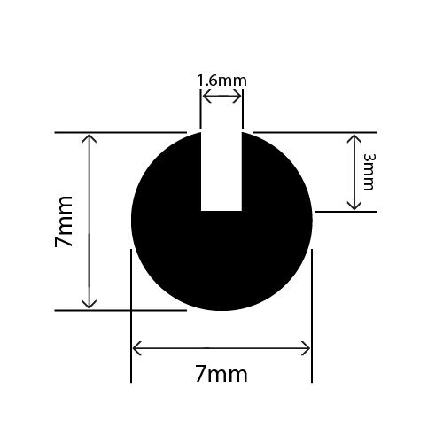 epdm u channel - 7mm x 7mm