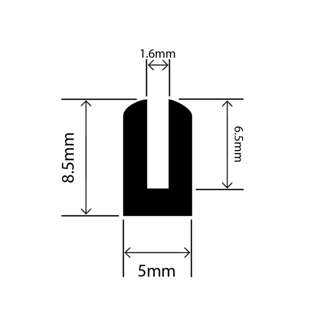 epdm square u channel - 5mm x 8.5mm