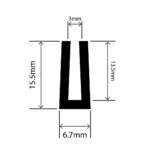 epdm square u channel - 6.7mm x 15.5mm