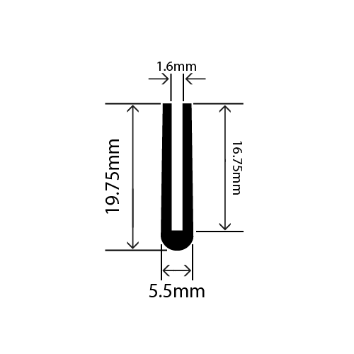 epdm u channel - 5.5mm x 19.7mm