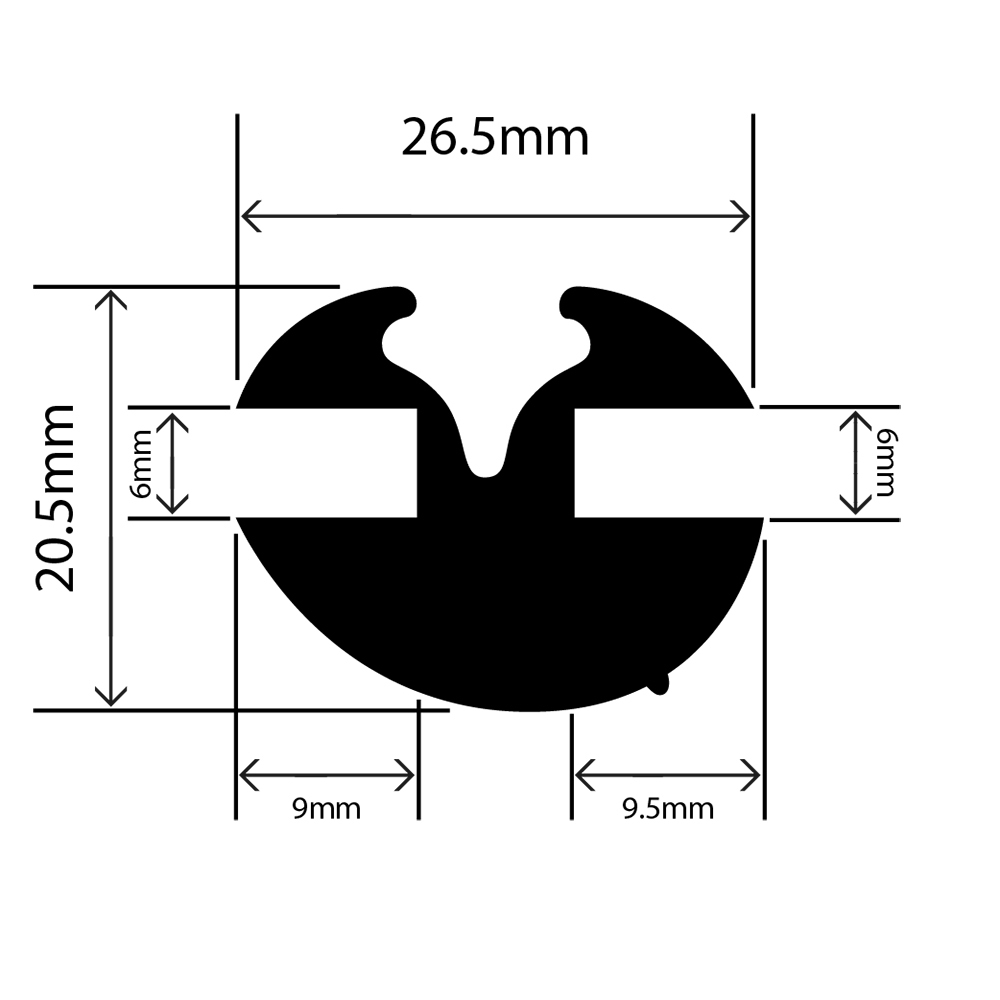 RC-I1186 - Claytonrite Weatherstrip Glazing Seal - 26.5mm x 20.5mm