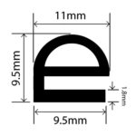 RC-I1159 - EPDM D Section Door Seal - 11mm x 9.5mm