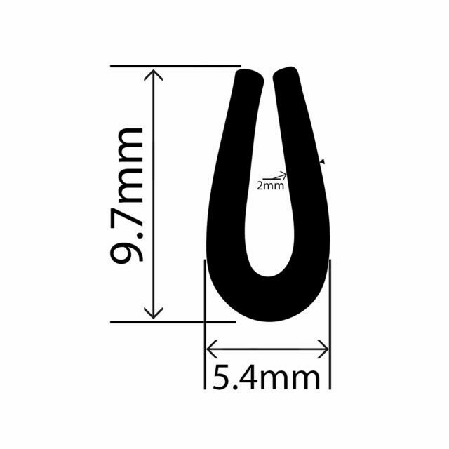 RC-I2008 - EPDM U Channel - 5.4mm x 9.7mm