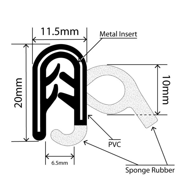 RCDS11.5X20L - Self-Grip Door Seal