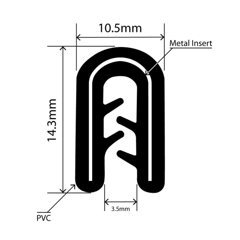 Self Grip Edge Trim 10.5mm x 14.3mm RUBBERSMART.CO.UK