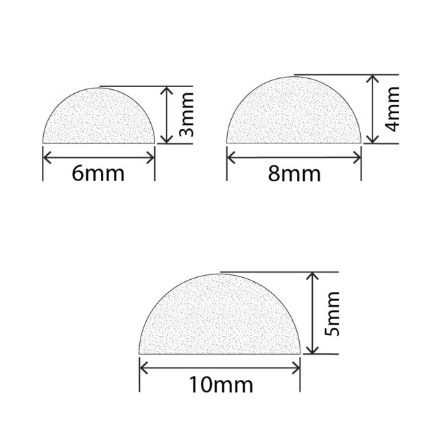 CRD0207-HR - Half Round Sponge Cord Diagrams