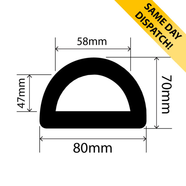 RC0801-80-70 Rubber D Fender - 80mm x 70mm