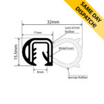 RCK-0028 - Self-Grip Door Seal - 32mm x 15.5mm