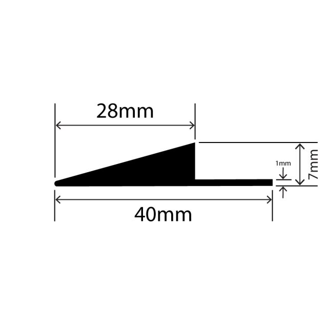 RCAP40X7VE - EPDM Rubber Ramp Edge - 40mm x 7mm - Diagram