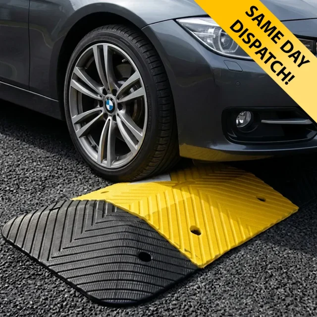 RC10114 - Speed Bump Kit 75mm - BMW car driving over speed bump with same day dispatch banner