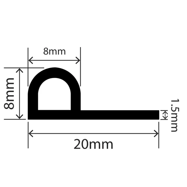 RC3076 - TPE P Seal (Food Contact) - 20mm x 8mm