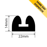 RCB-101 - EPDM Rubber B Fender - 22mm x 14mm x 36m - Available for same day dispatch