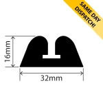 RCB-102 - EPDM Rubber B Fender - 32mm x 16mm x 30m - Available for same day dispatch