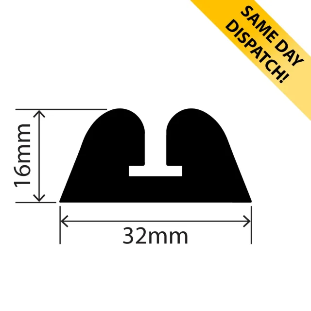 RCB-102 - EPDM Rubber B Fender - 32mm x 16mm x 30m - Available for same day dispatch