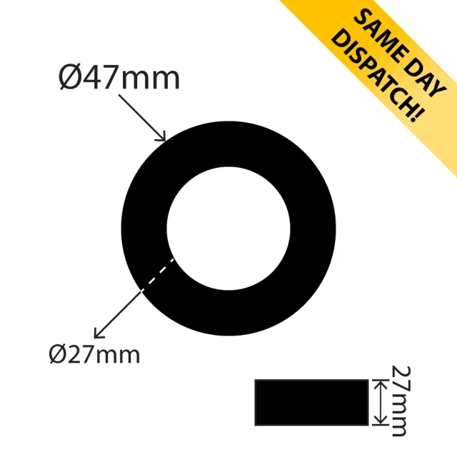 CU-MO-1139-S - Nitrile Rubber Buffer - 47mm OD x 27mm ID x 27mm - Available for same day dispatch