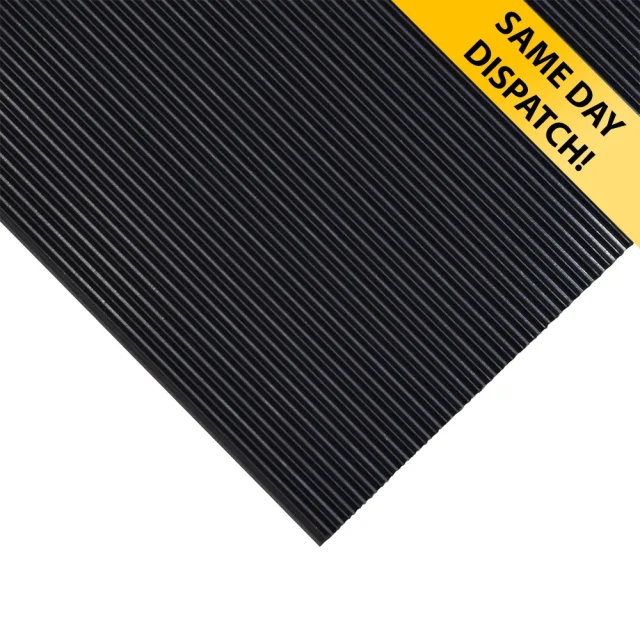 RC04153-CL2-BLK-10X370 - Fine Ribbed Electrical Matting - 10m x 370mm x 4mm - Available for same day dispatch