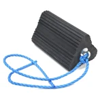 Rubber Wheel Chock - 150mm x 170mm - Angled view with rope handle