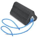 Rubber Wheel Chock - 220mm x 230mm - Angled view with rope handle