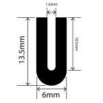 RC-I0277 Neoprene U Channel 6mm x 13.5mm