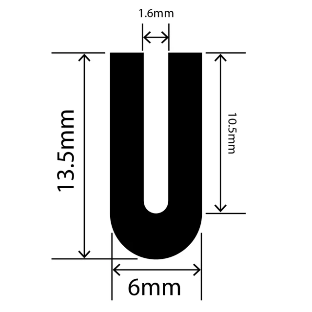 RC-I0277 Neoprene U Channel 6mm x 13.5mm