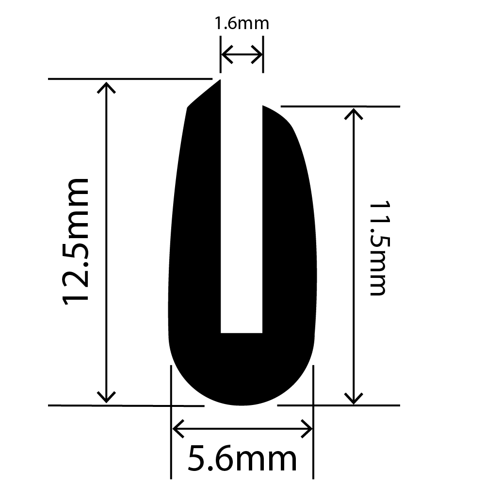 RC-I0728 Neoprene U Channel 5.6mm x 12.5mm