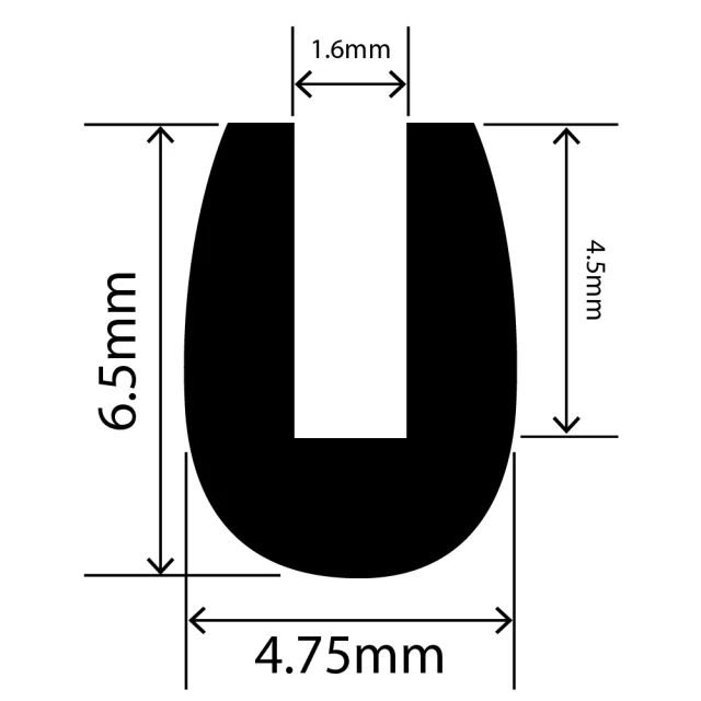 RC-I1168 Neoprene U Channel 4.75mm x 6.5mm